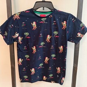 Cactus Navy Blue Kids Tee with Santa and Palm Print